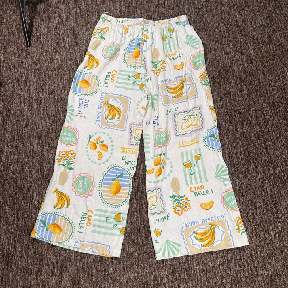 Anthropologie LABEL OF LOVE Wide Leg Linen Swim Cover Up Pants Large - Picture 3 of 9